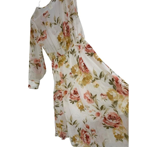 En Focus Studio Floral Chiffon Summer Floral Dress Size 4 Long Sleeve RAA10437 - Picture 8 of 9